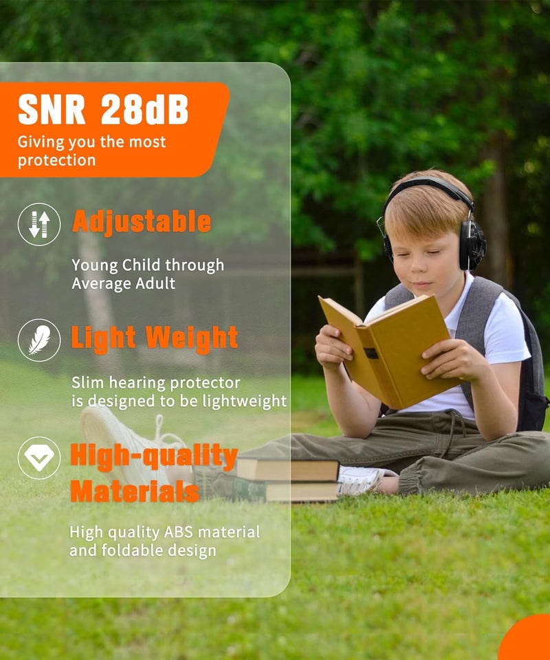 Zohan 032 Kids Noise Canceling Headphones - 25dB NRR Kids Ear Protection Earmuffs for School, Monster Jam, Fireworks, Travel, Air Show, Concert, Autism - Black - Image 2